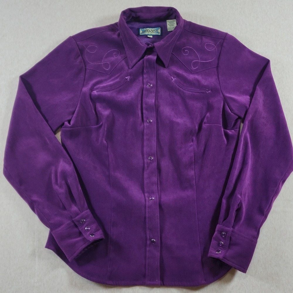 Shyanne Purple Faux Suede Western Snap Shirt Womens S Embroidered Yoke Cowgirl